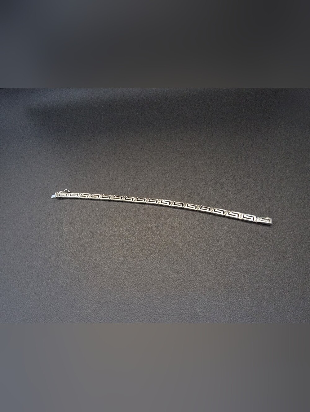 925 Italy ATI Sterling Silver Greek Key Meander Link Bracelet 7.5" Box Clasp - Picture 3 of 6